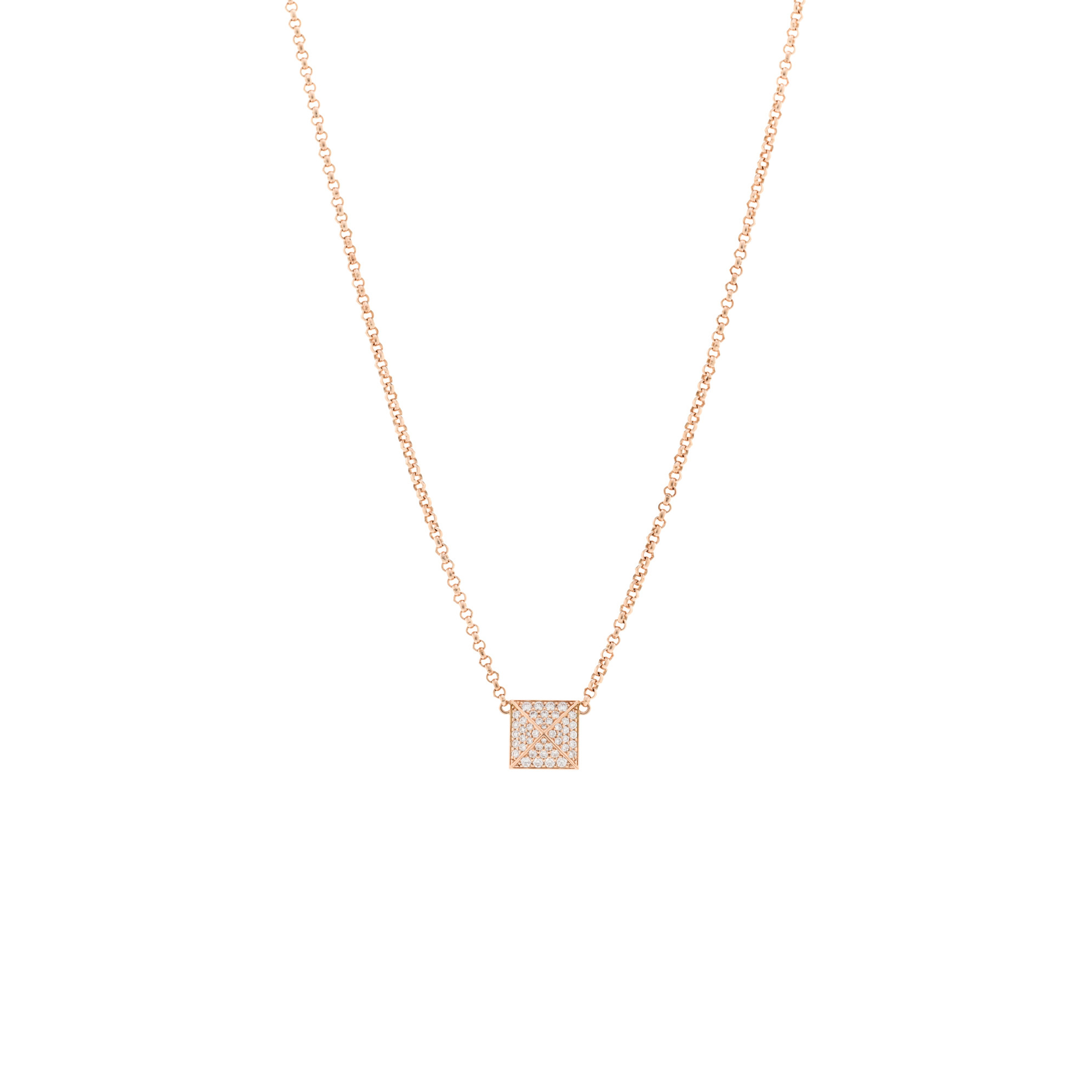 HERMÈS 18K ROSE GOLD DIAMOND GM CLOU D'H PENDANT NECKLACE 
